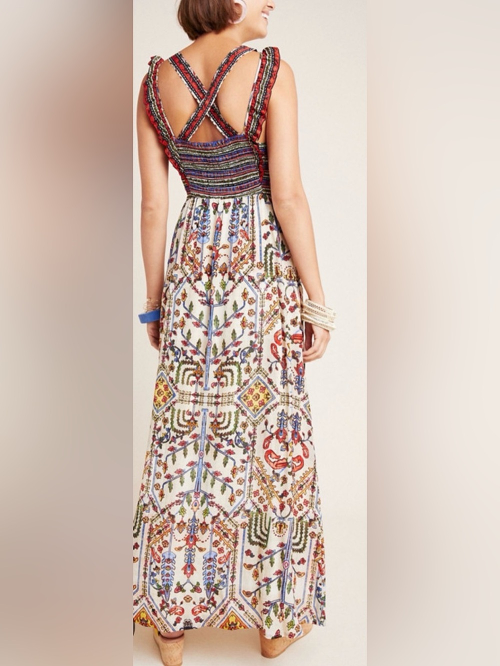 Anthropologie Vineet Bahl Valerie Boho Embroidered Maxi Dress